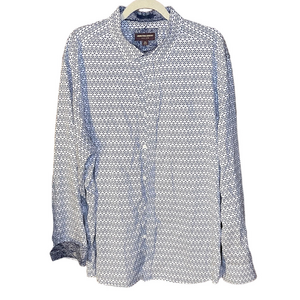 Johnston & Murphy Blue and White Patterned Skull Button Down Shirt XXL